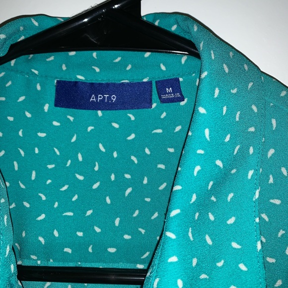 Medium Blue/Green with White Long Sleeve Blouse - Picture 4 of 8